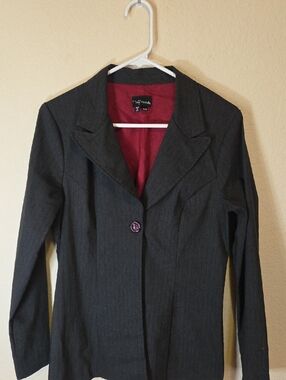 My Michelle Charcoal Blazer with Red Lining